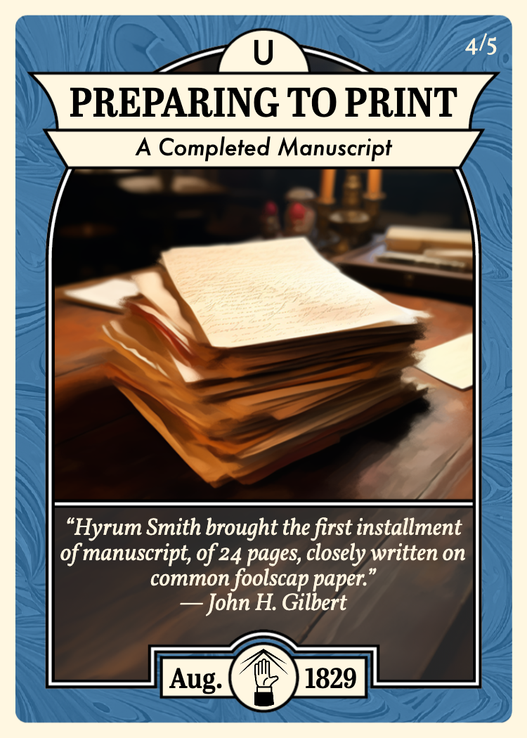 Church History Card titled "Preparing to Print."