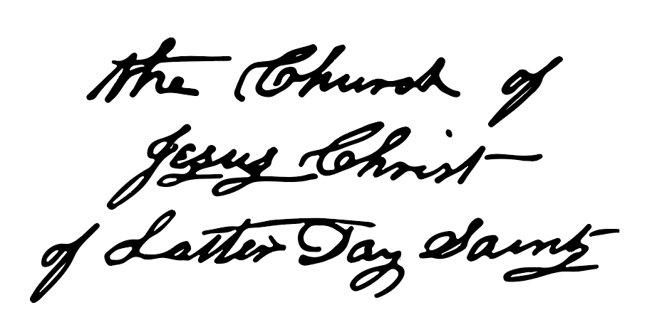Stylized cursive handwriting reading 'The Church of Jesus Christ of Latter Day Saints'