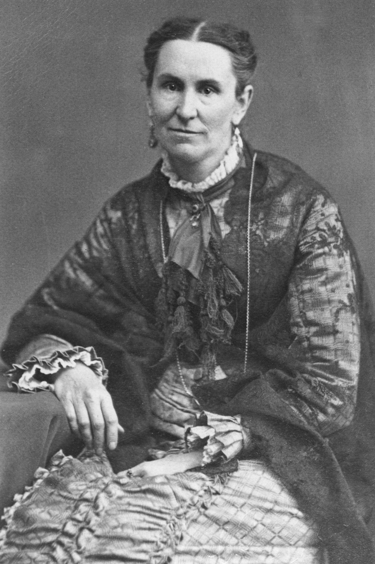 Ein Schwarz-Weiß-Porträtfoto von Helen Mar Kimball, möglicherweise in ihren Vierzigern oder aus den späten 1860er Jahren.